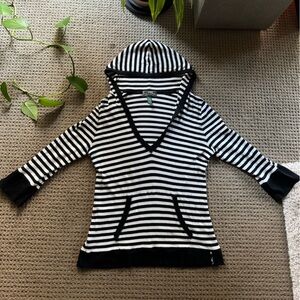 Ralph Lauren Black and White Striped Hoodie